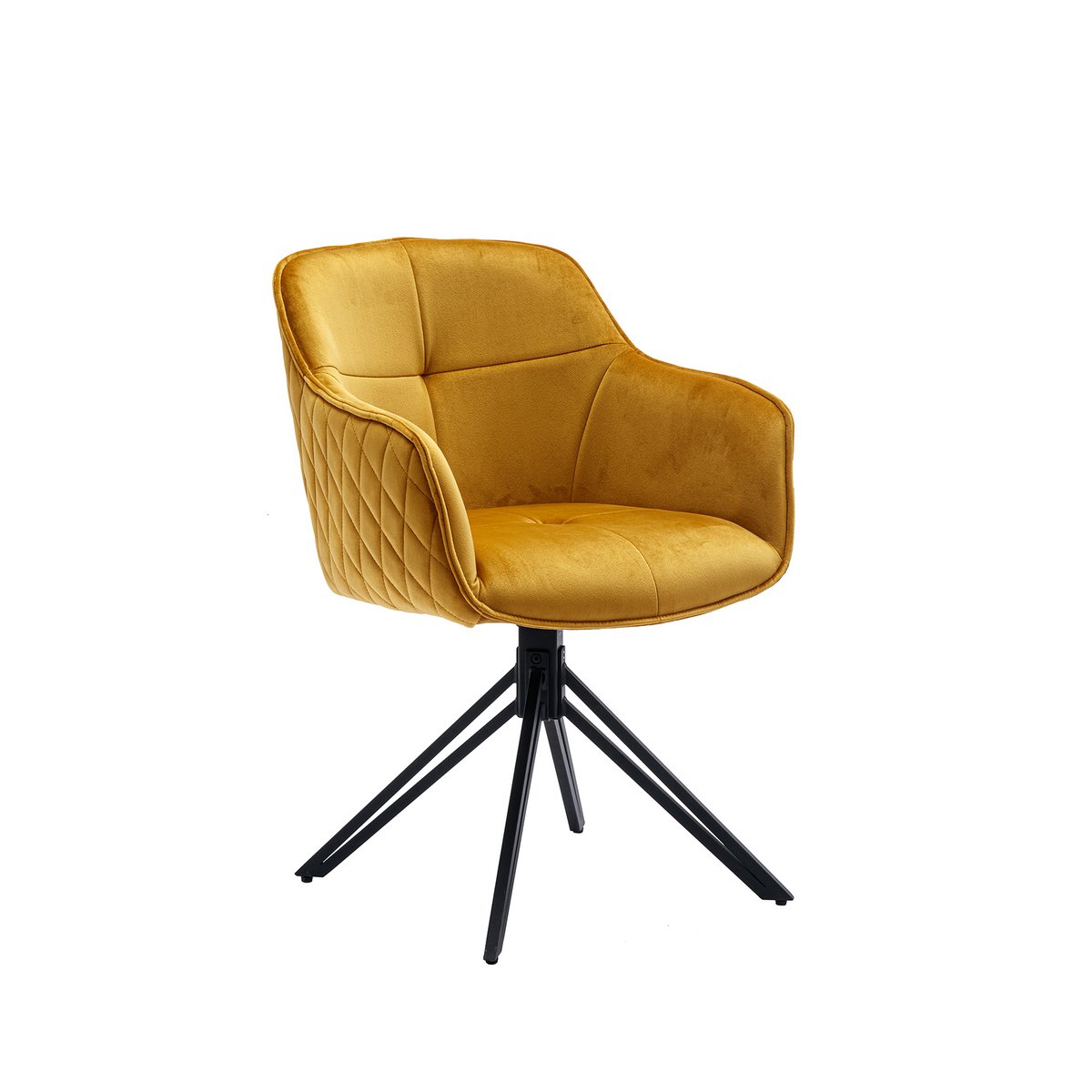 Fauteuil met gele honingraatquilt
