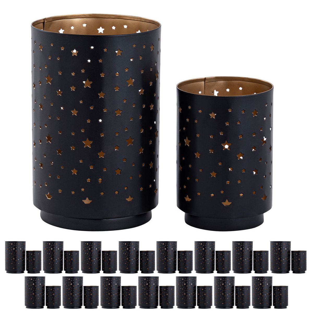 Tealight Holder MasterBox 16x 2 Set Starry Sky Kandelhouder rond Black Gold