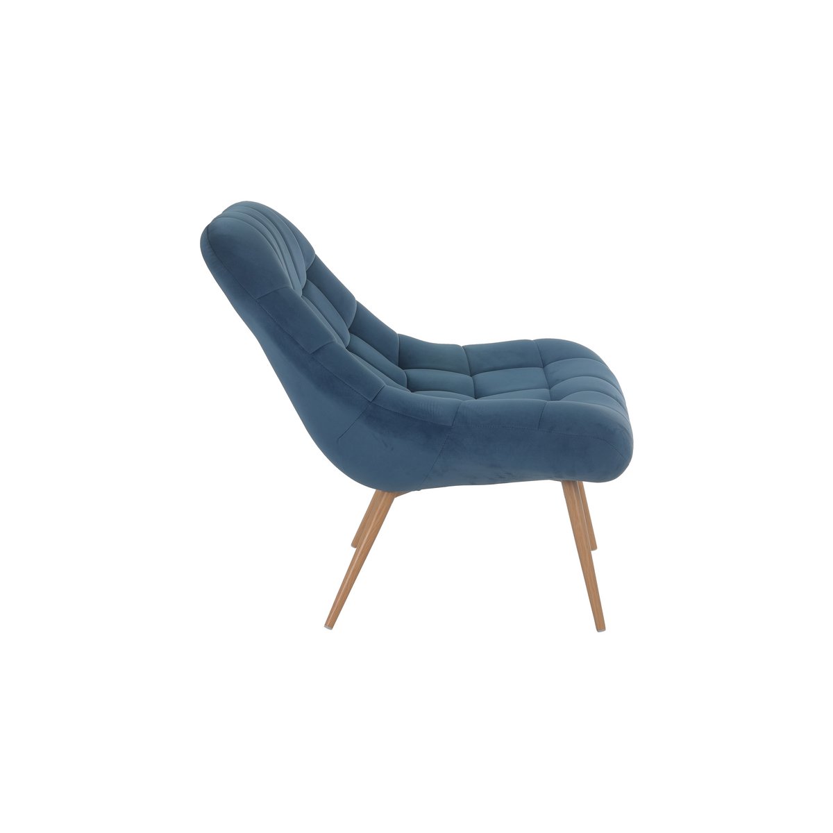 Fauteuil XXL velours blauw metaal houtlook