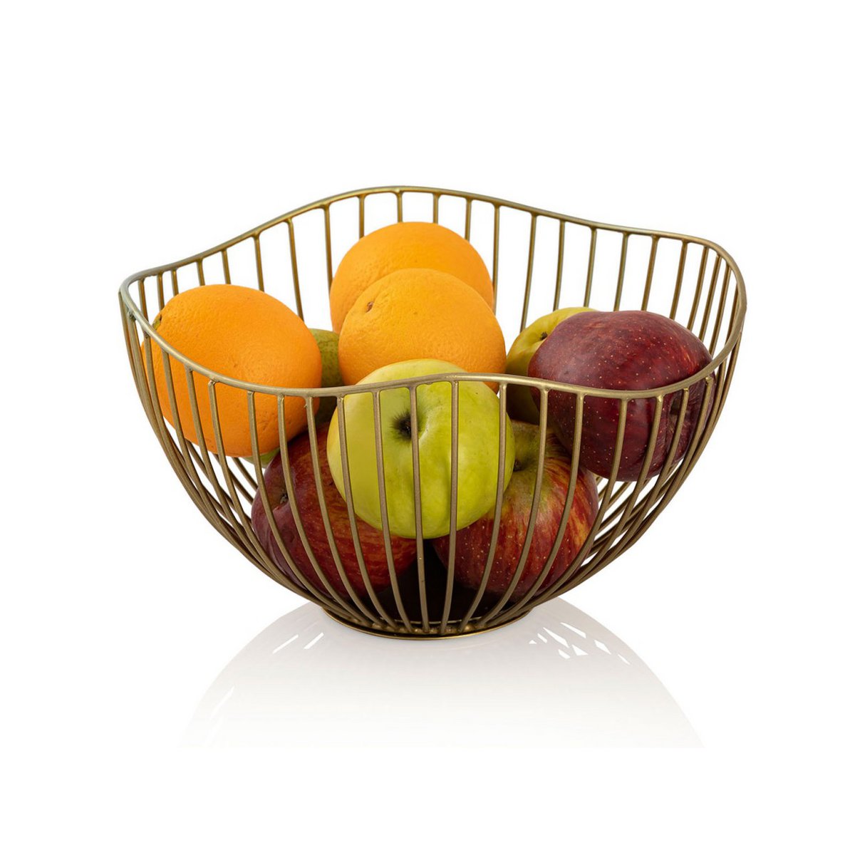 Fruitmand metaal Ø 25 H 14 cm broodmand set 2 stuks fruitkom metaal zwart of gouden ronde golf