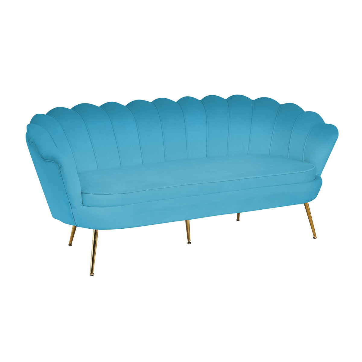 Shell bank 3 zits in fluweel blauw