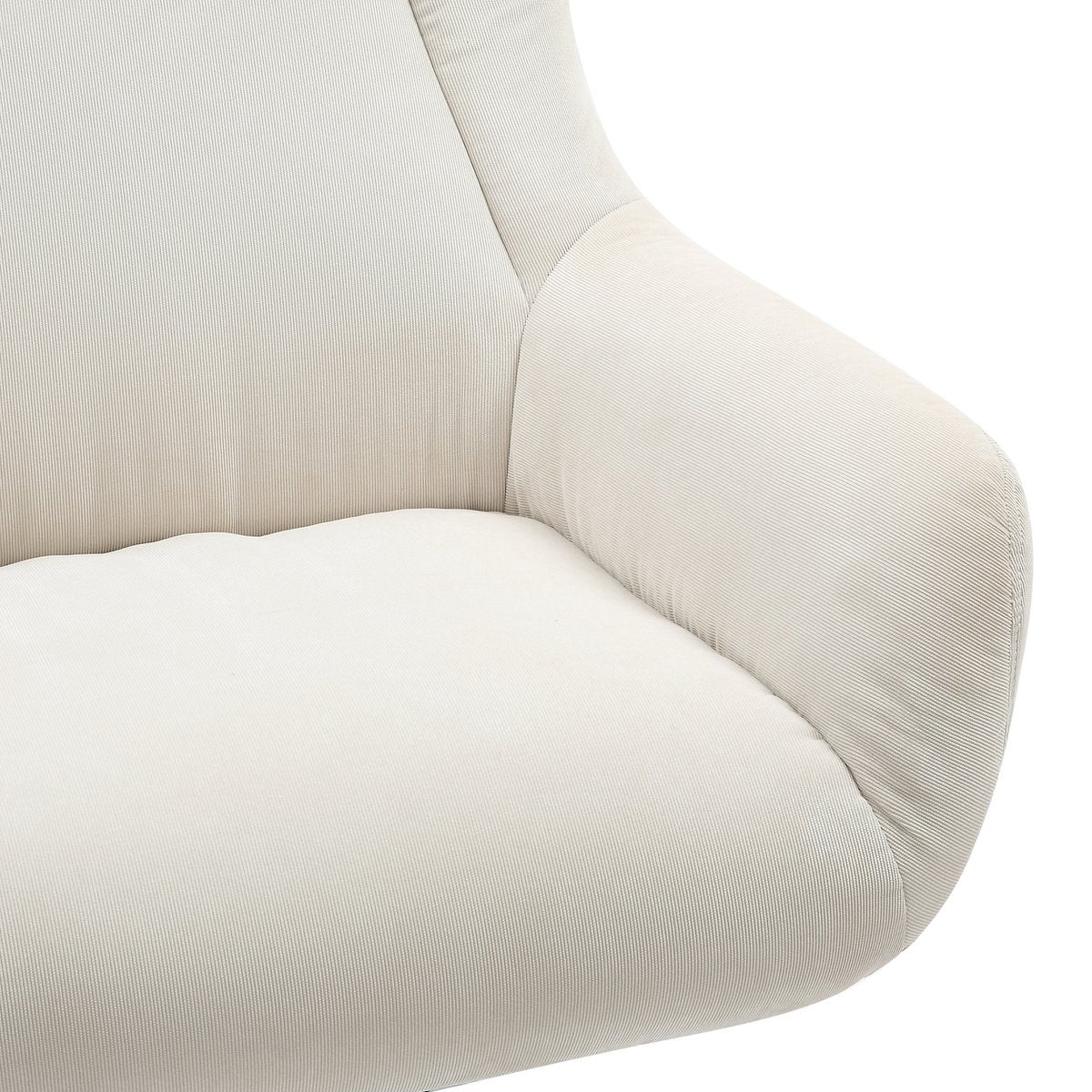 Fauteuil en kruk corduroy look beige