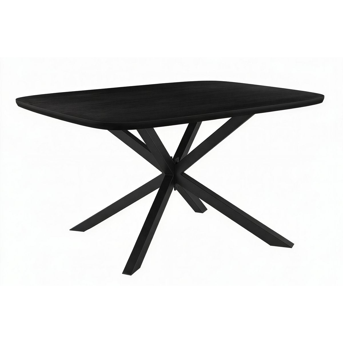 Eettafel 240x100 cm, Mango blad, stalen sterframe in antiek zwart