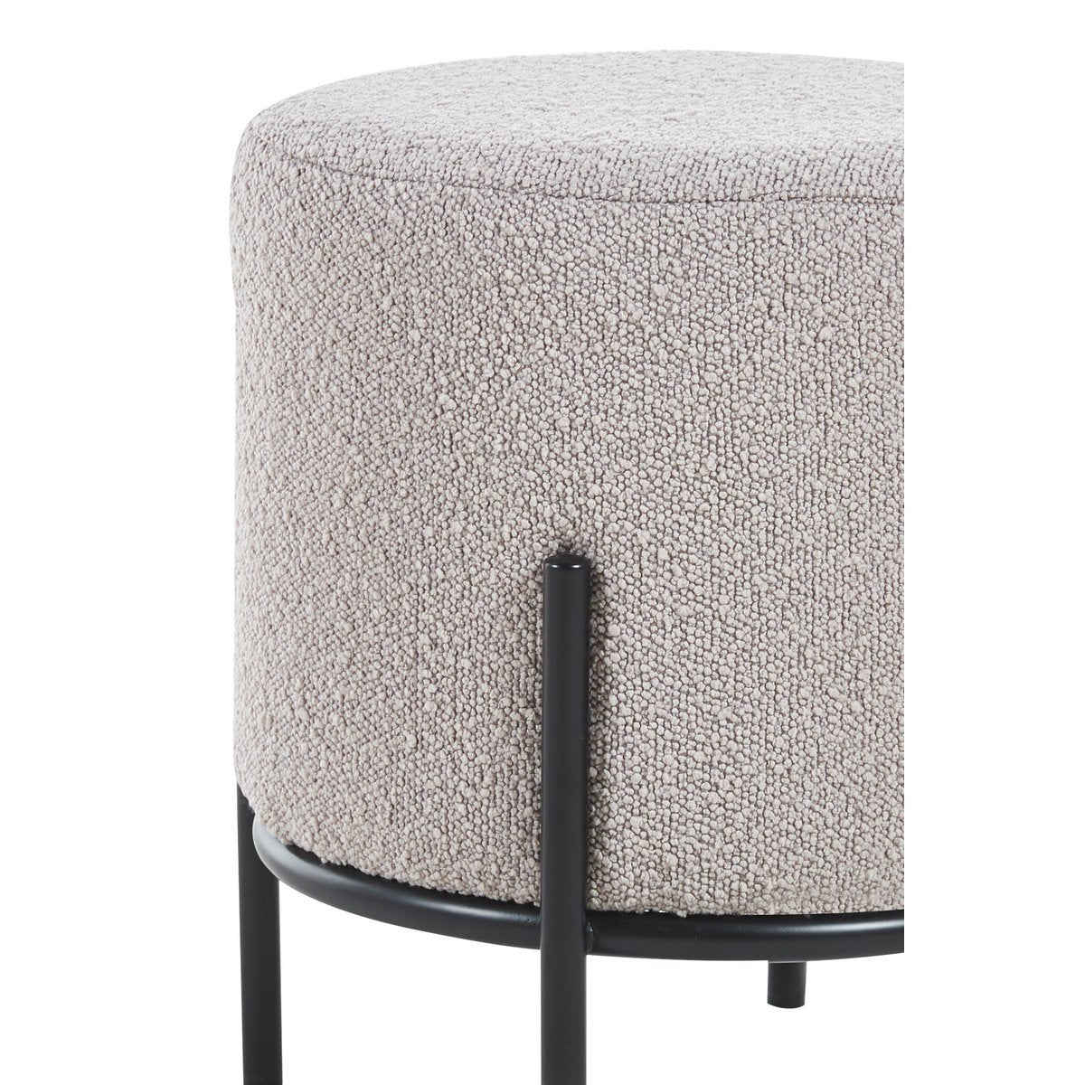 Polsterhocker Ø35 cm Bouclé Stof Taupe