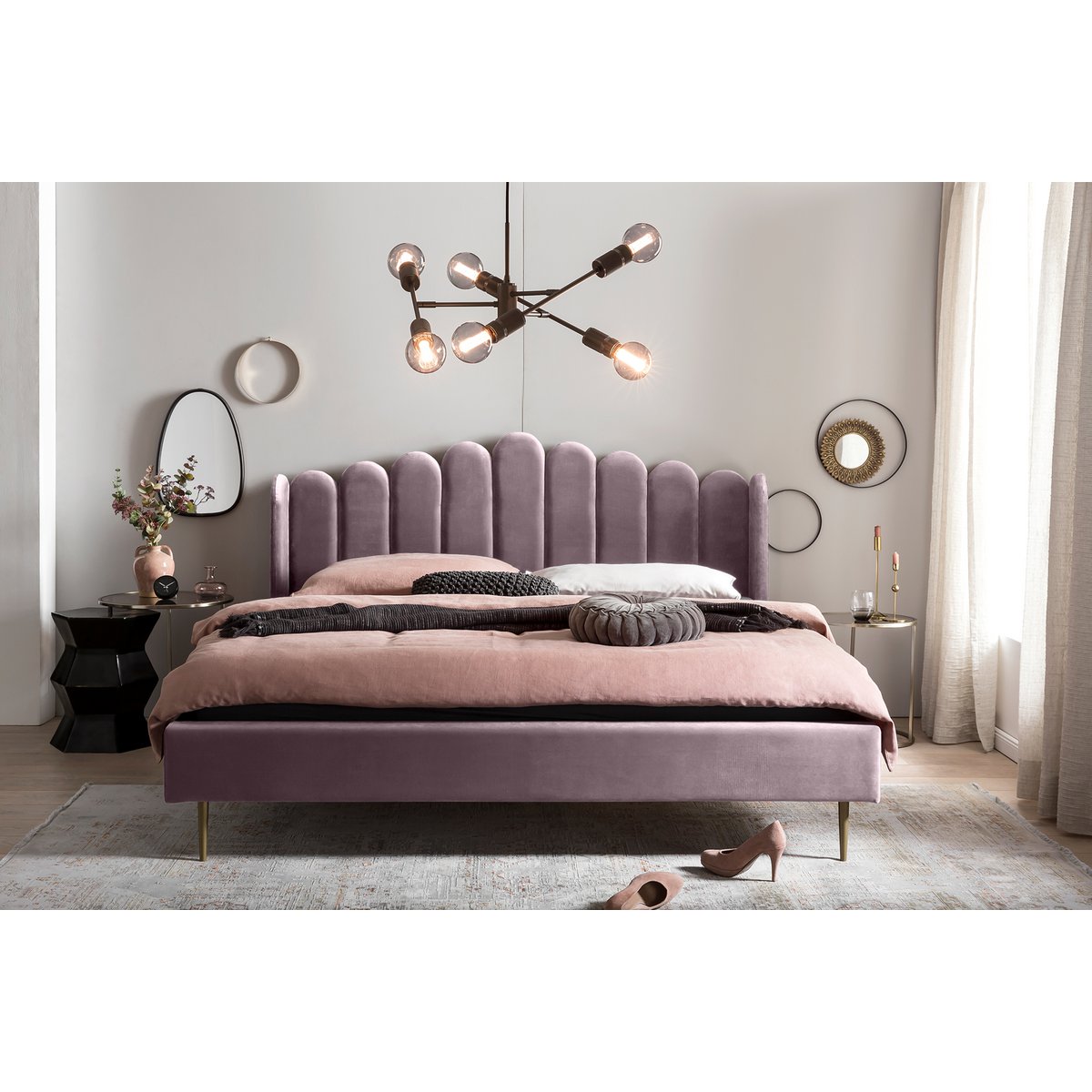 Fluwelen schelpenbed 140x200 cm