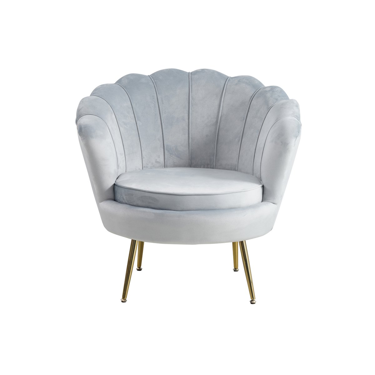 Fluwelen schelp fauteuil in lichtgrijs