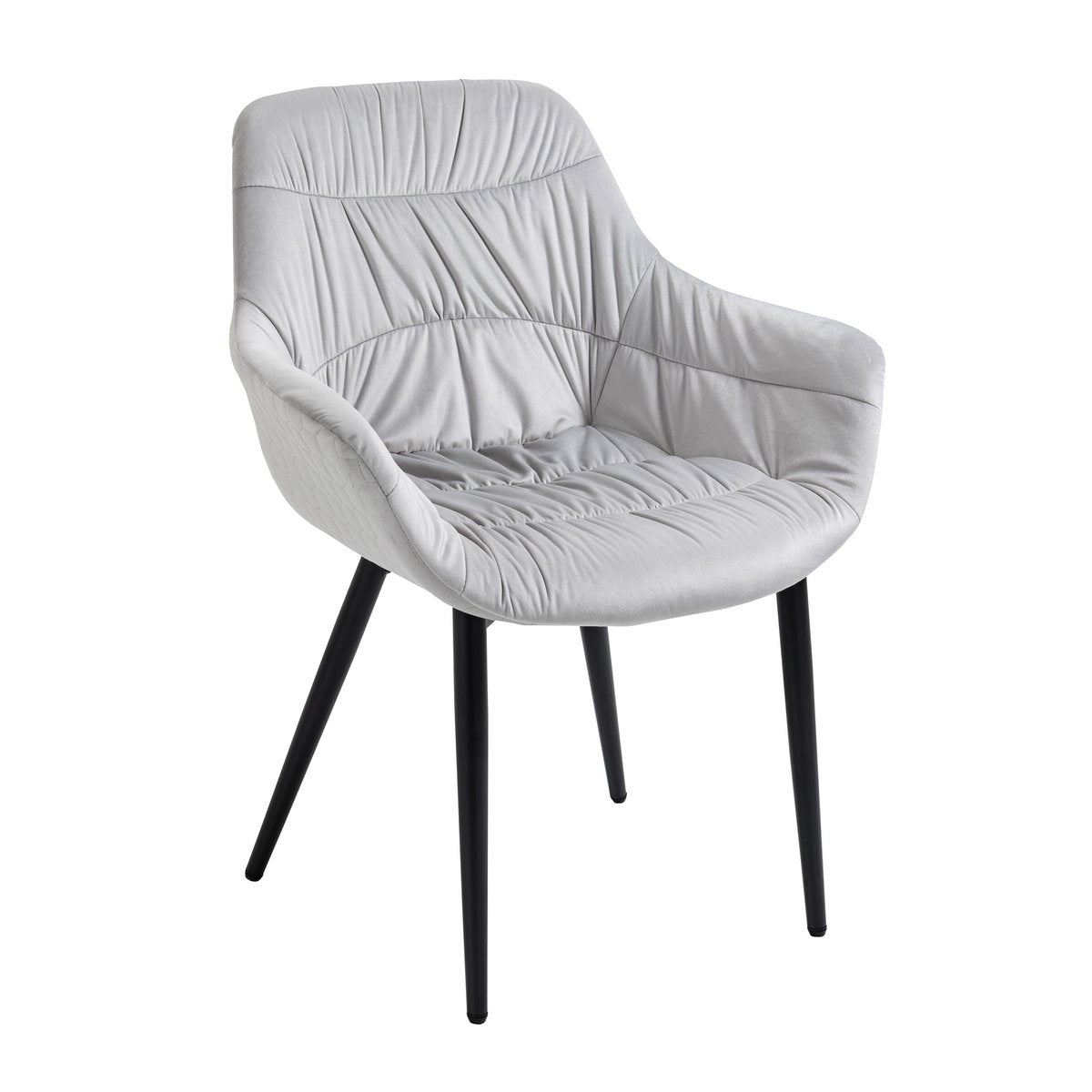 Fauteuil met honingraatstiksel in lichtgrijs fluweel