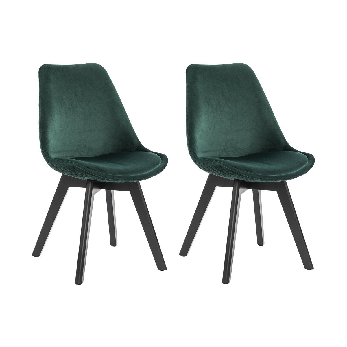 Set van 2 eetkamerstoelen in groen fluweel