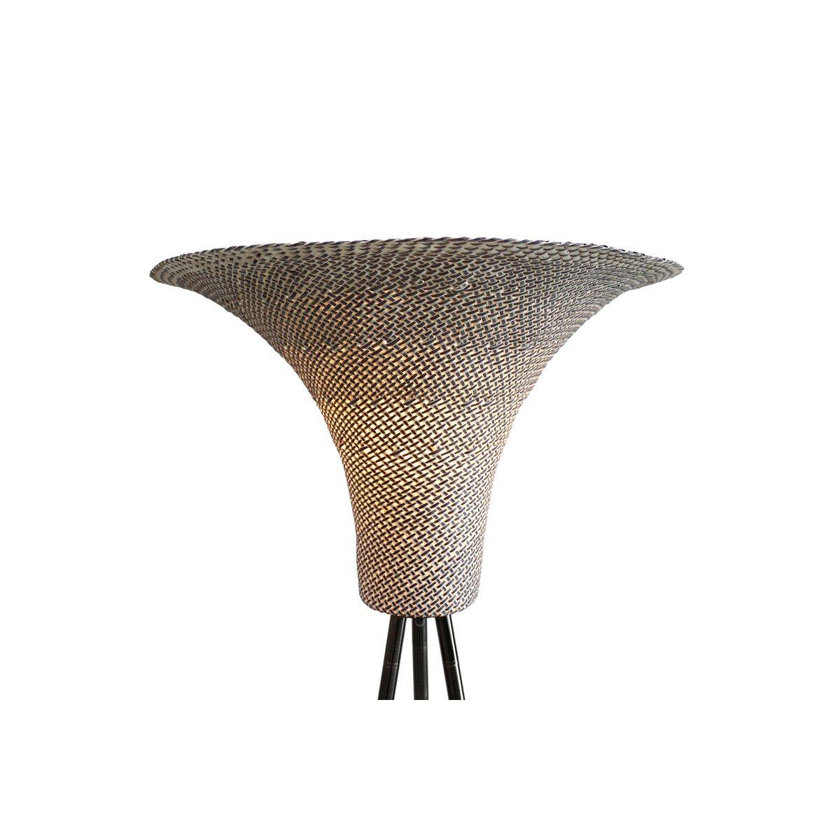 Staande lamp met gevlochten kap naturel/zwart 152 cm