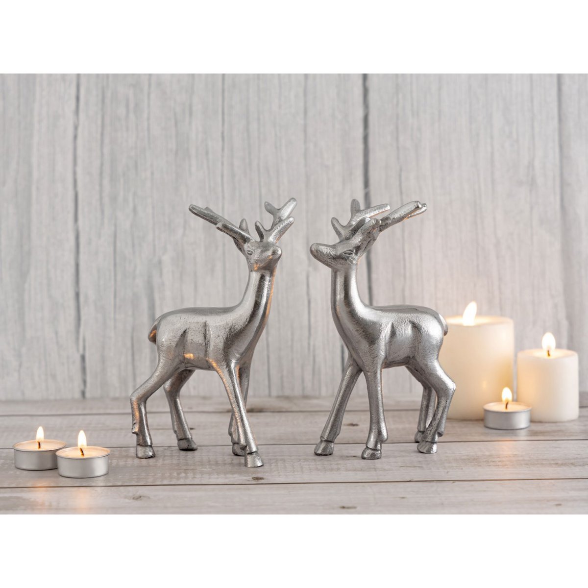 Decoratie Figuur herten VE 8x 2 stukken Tabel Decoratie Dierfiguur Silver o. Gold Metal Christmas Decoratie