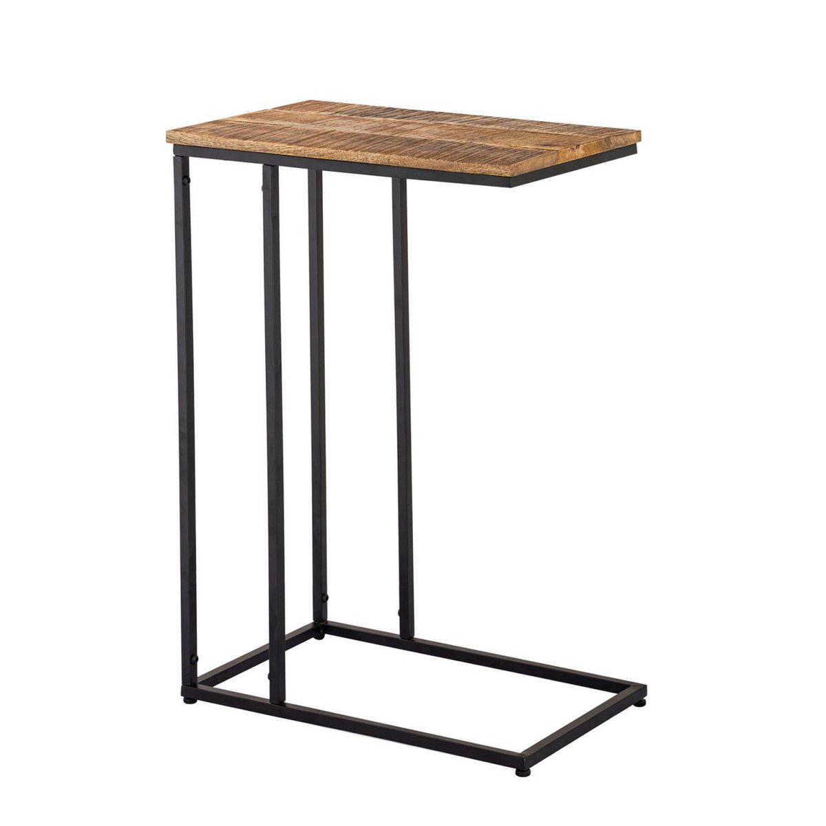 Bijzettafel laptisch hout 25x60x40 cm duurzaam sofatisch c-tafel toronto metalen frame