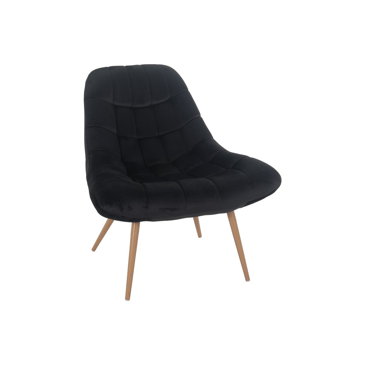 Fauteuil XXL fluweel zwart metaal houtlook