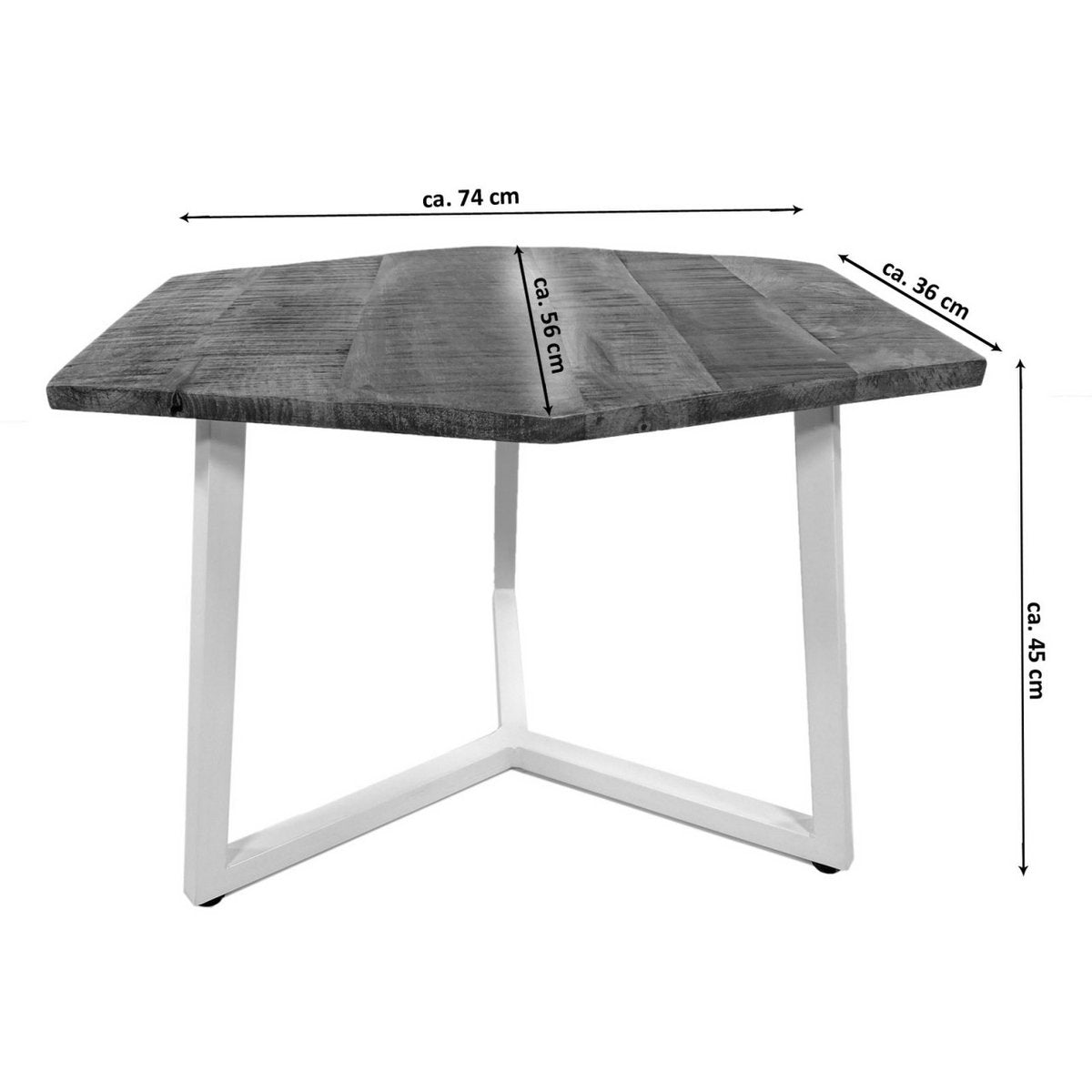 Salontafel 74 x 56 cm woonkamer tafel bijzettafel lyon metalen frame