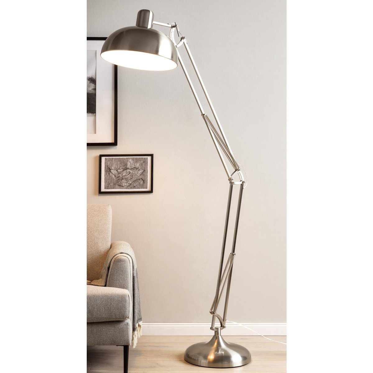 Industriële vloerlamp staal verstelbaar