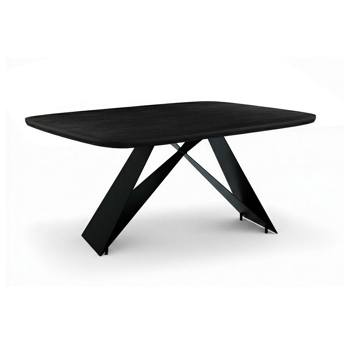 Eettafel 240x100 cm, massief Mango blad, zwart Cross Base metalen frame