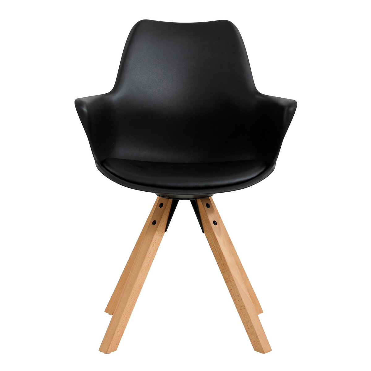 Fauteuil met kunststof schaal set van 2 zwart