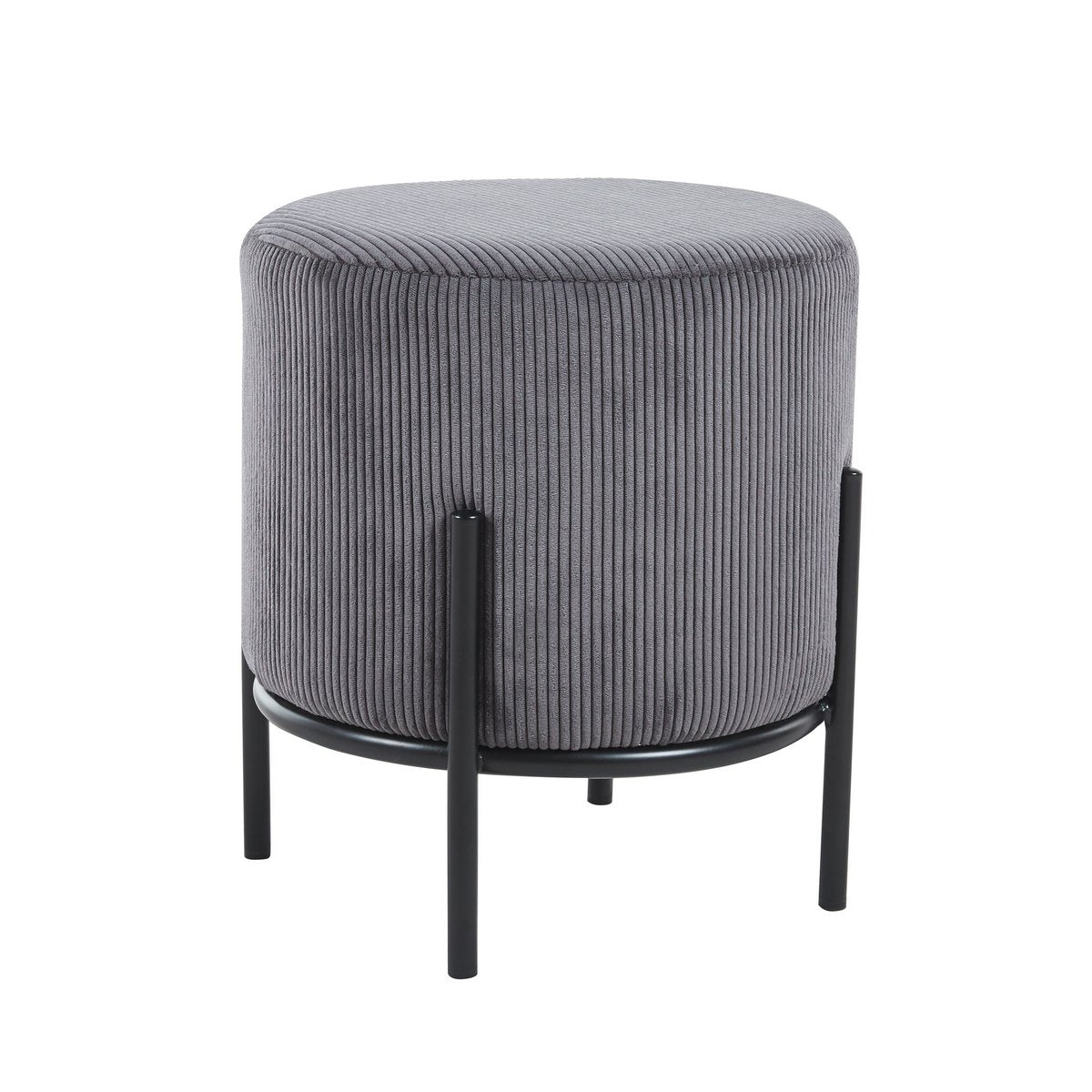 Gestoffeerde kruk Ø35 cm koordoptiek grijs