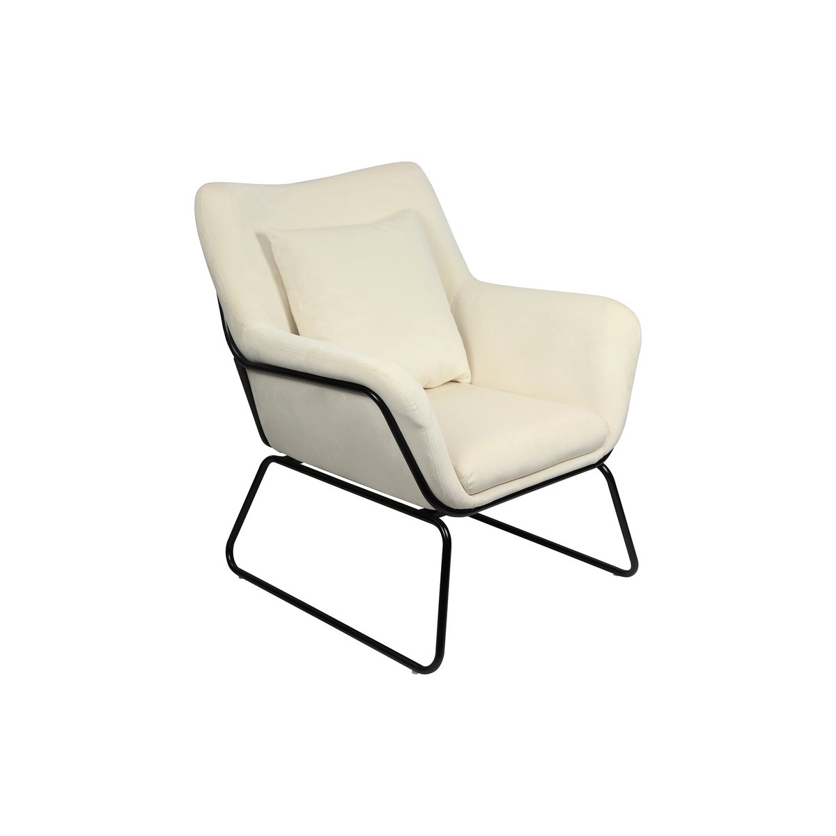 Loungestoel bekleed met beige fluweel