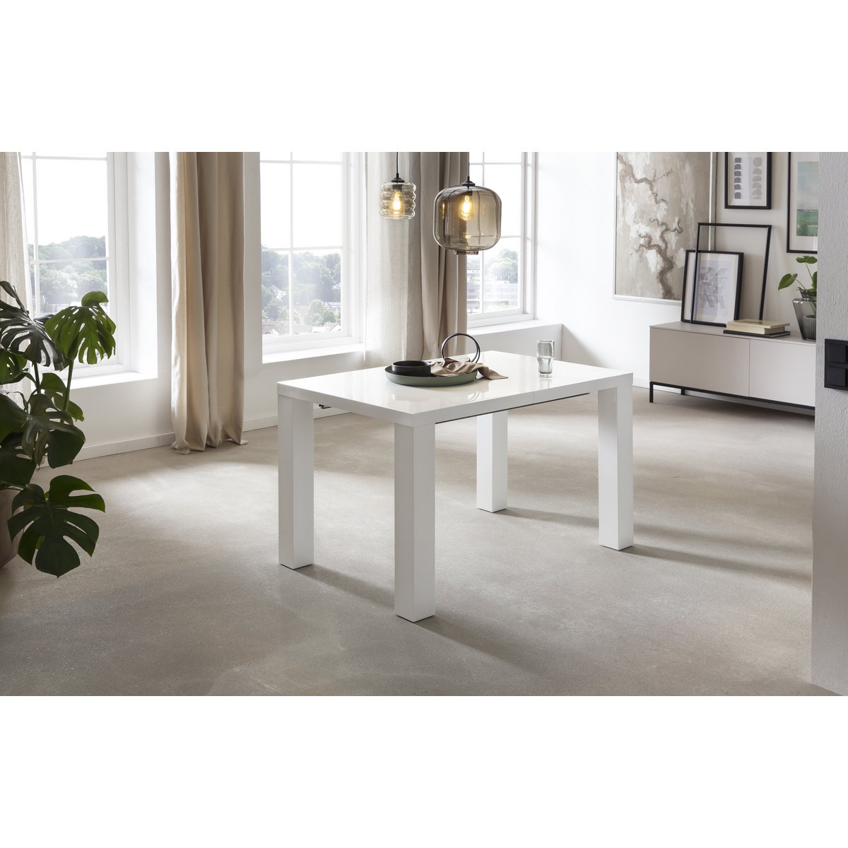 Eettafel 120/180/240x80 cm wit