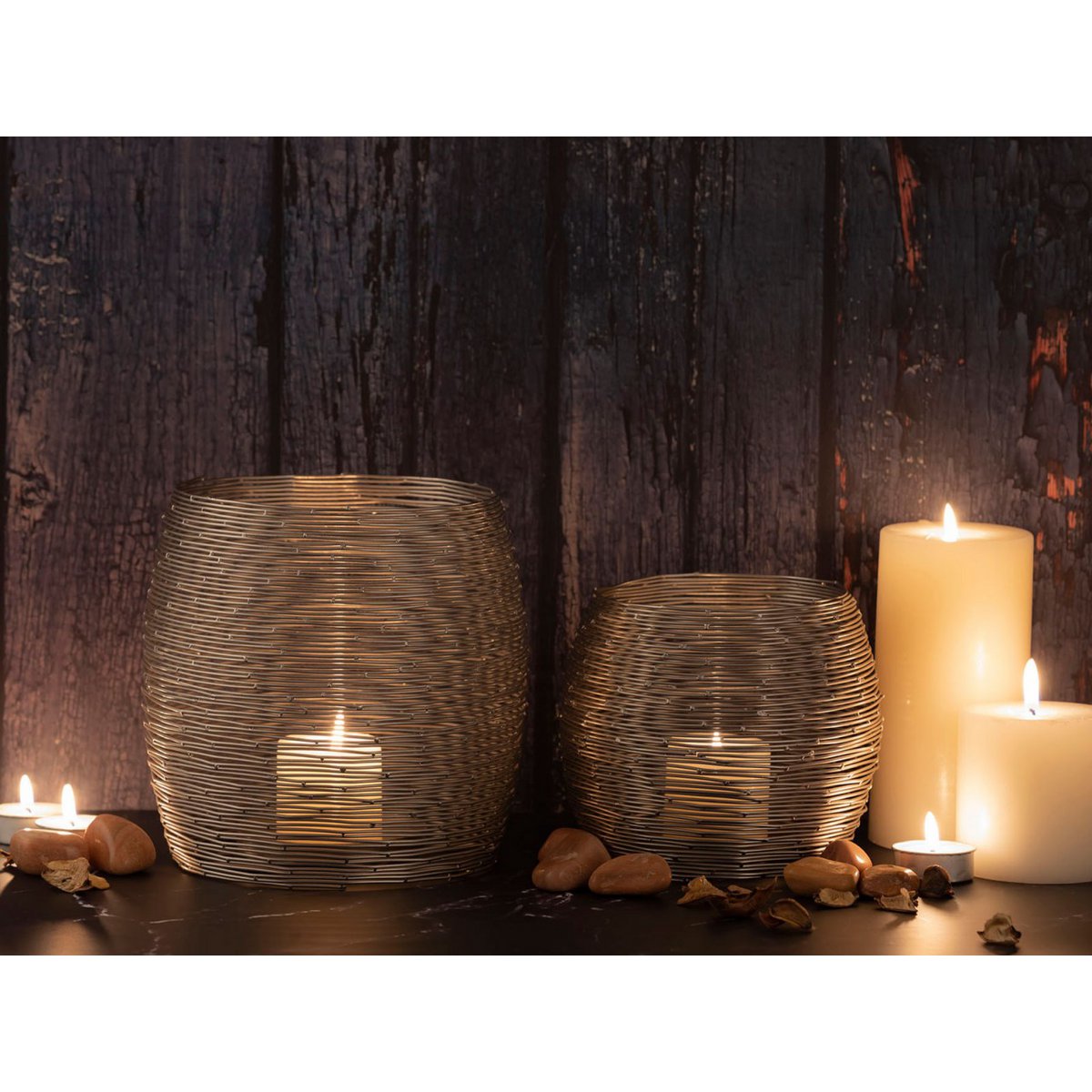 Candle Stand Set 2-delige theelichte houder Windlichter Paris Gold of Silver Candle Holder
