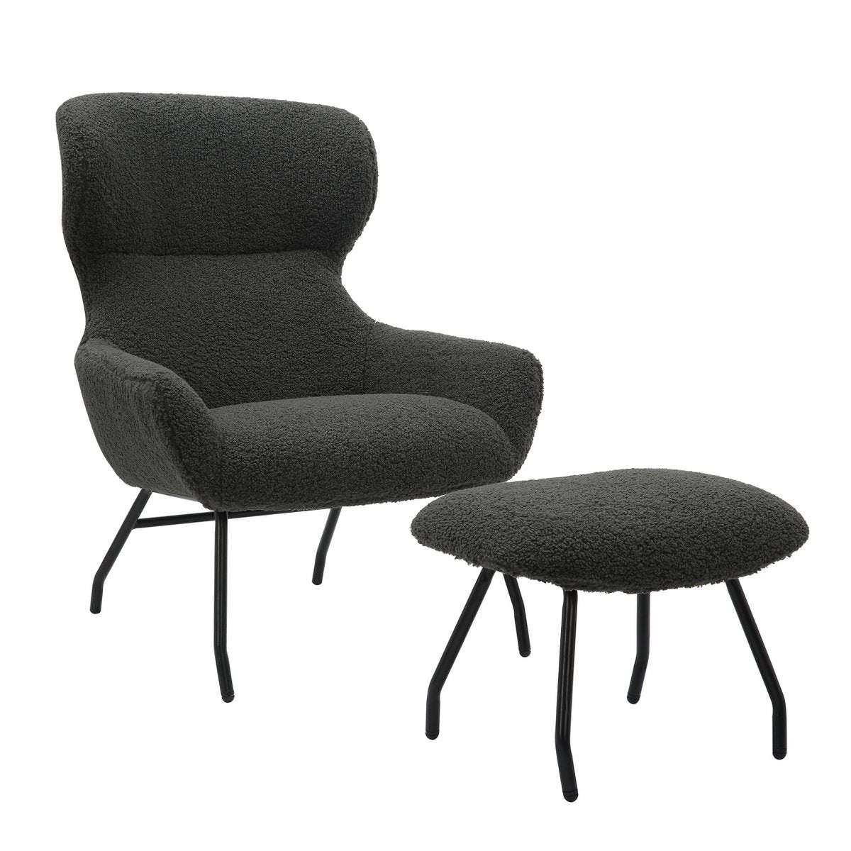 Fauteuil- en krukset teddybont antraciet