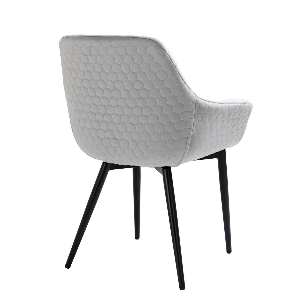 Fauteuil met honingraatstiksel in lichtgrijs fluweel