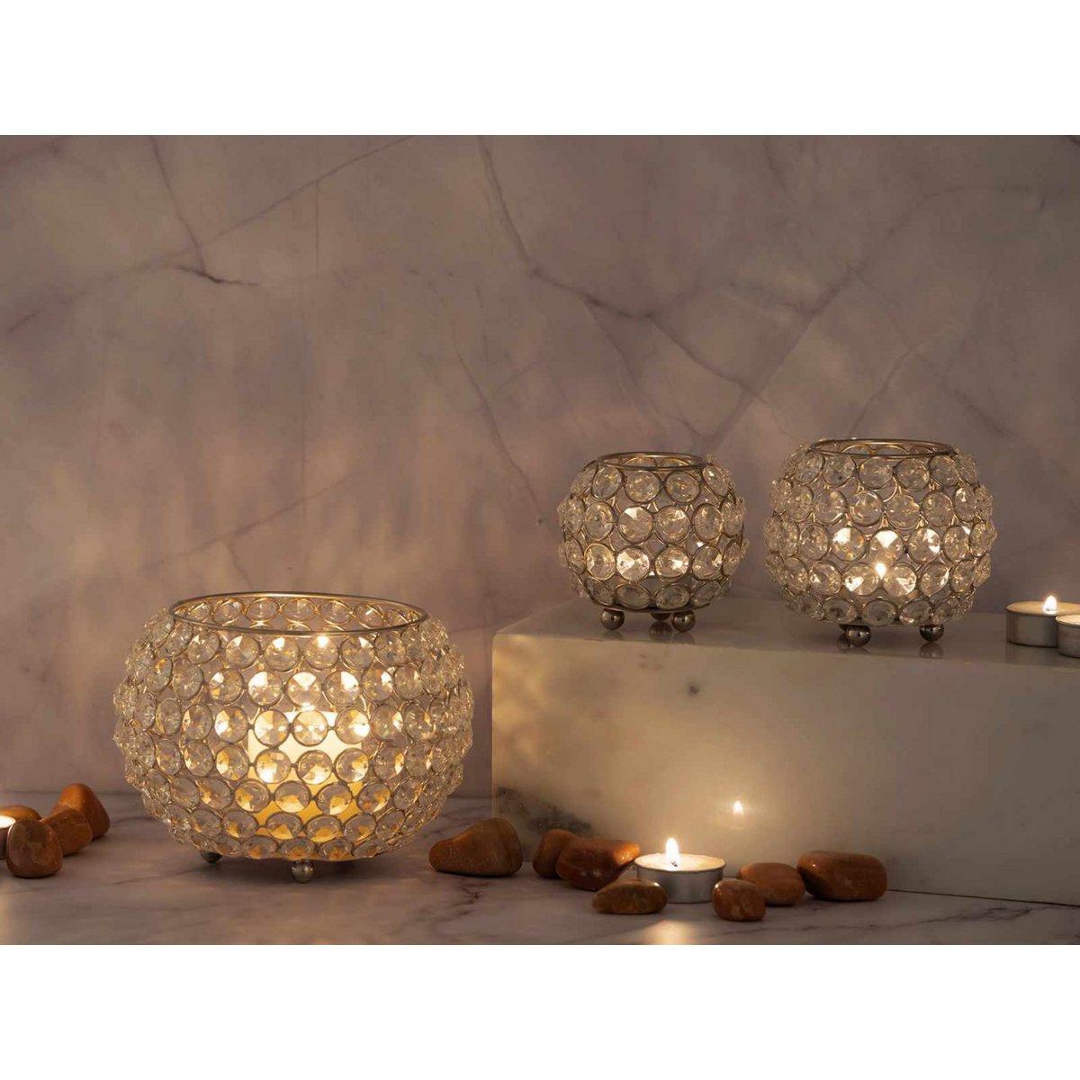 Kandelaar 24-delige set 3 x 8 VE-groenlichthouder Crystal Candlestick Gold of Silver Vintage Crisis