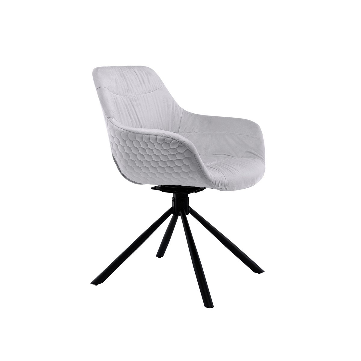 Fauteuil met honingraatstiksel in lichtgrijs fluweel