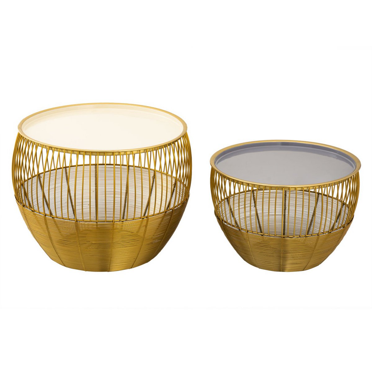Set van 2 bijzettafels rond ø 49/41 H 37/29 cm decoratieve tafels salontafel Glamira salontafel goud