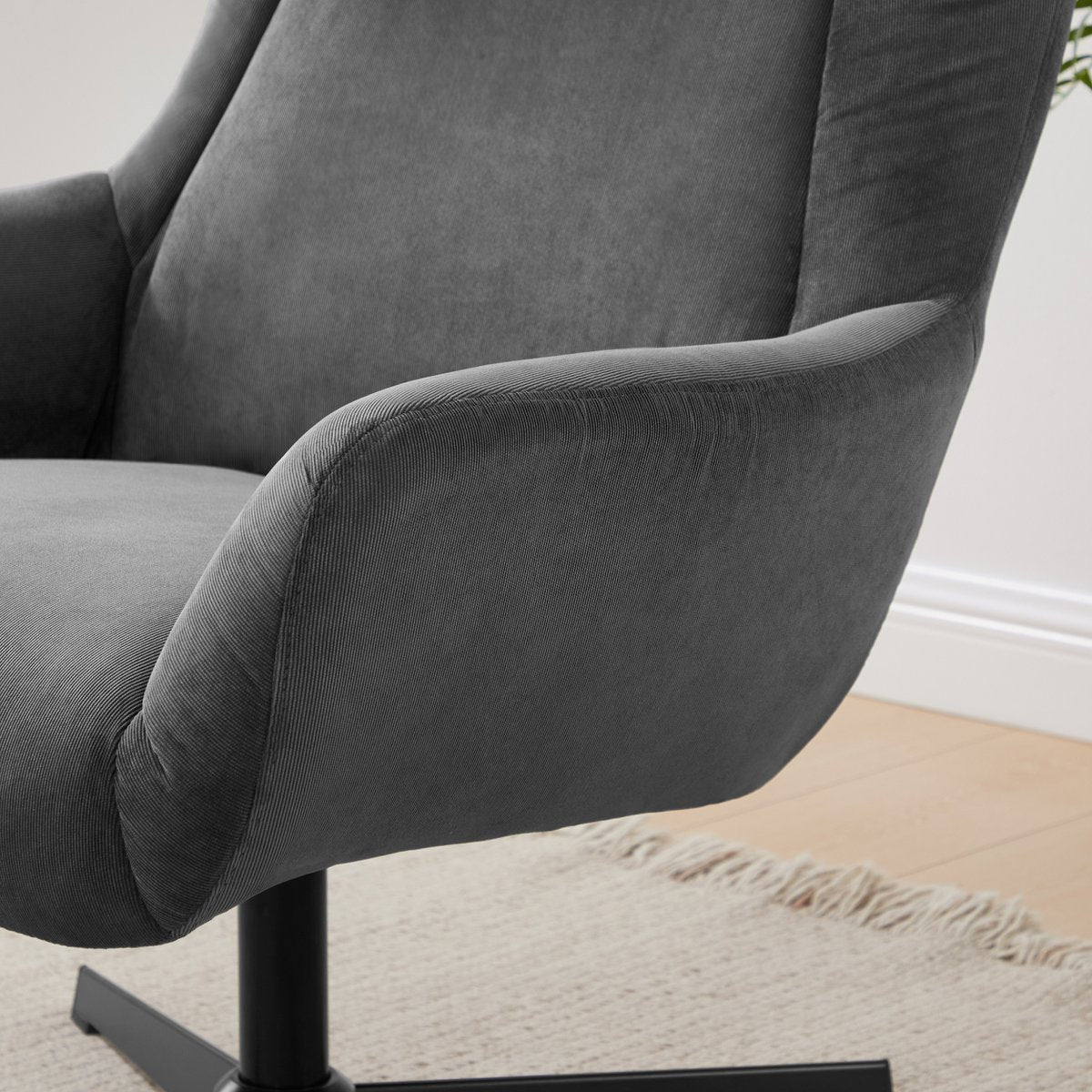 Fauteuil en kruk koordoptiek grijs