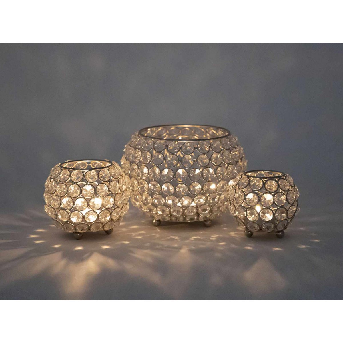 Tealight-houder kandelaar Set 3-delige Crystal Candlestick Gold of Silver Vintage Crystal