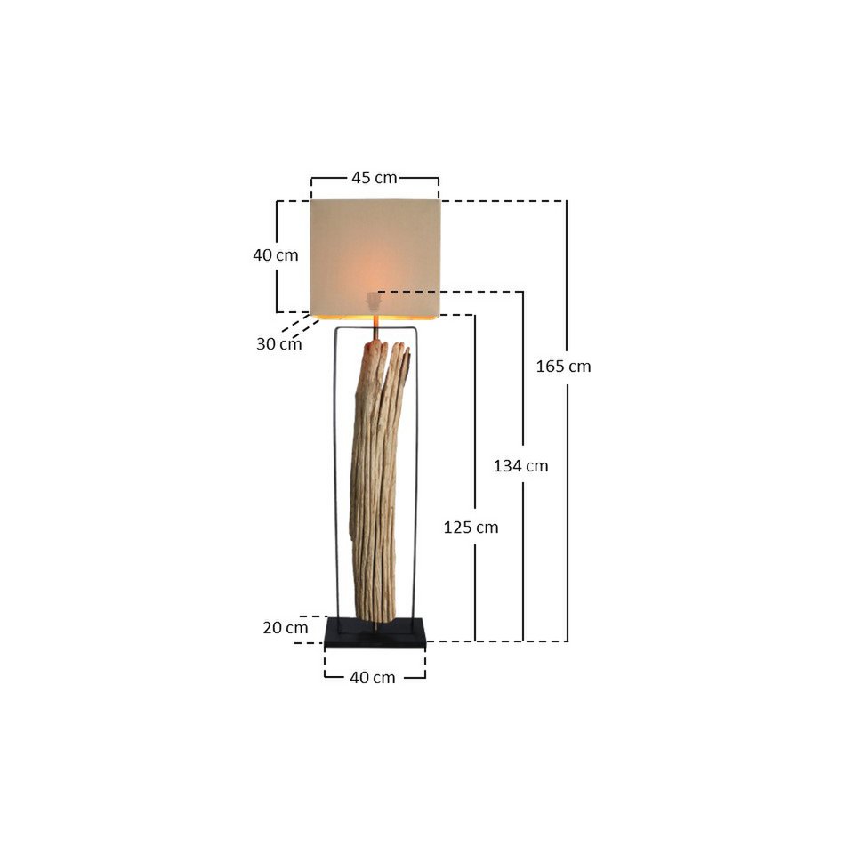 Vloerlamp drijfhout naturel/beige 165 cm