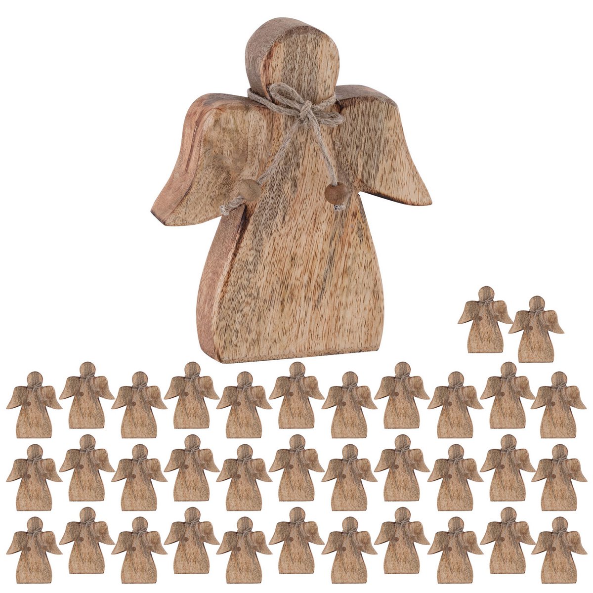 Decof Figuur Angel Wooden Figuur 15x13cm Master Box 36 stuks Lucky Angel Christmas Decoration Mango Wood