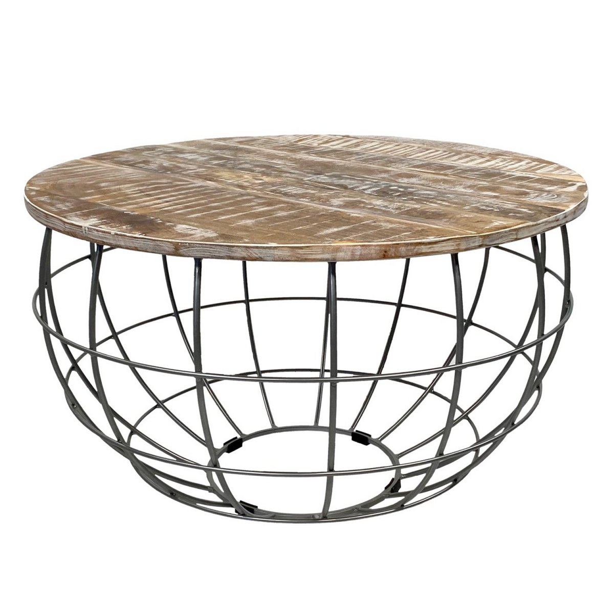 Ronde salontafel duurzaam Lexington ø 75 cm metalen gaas draadframe massief houten salontafel