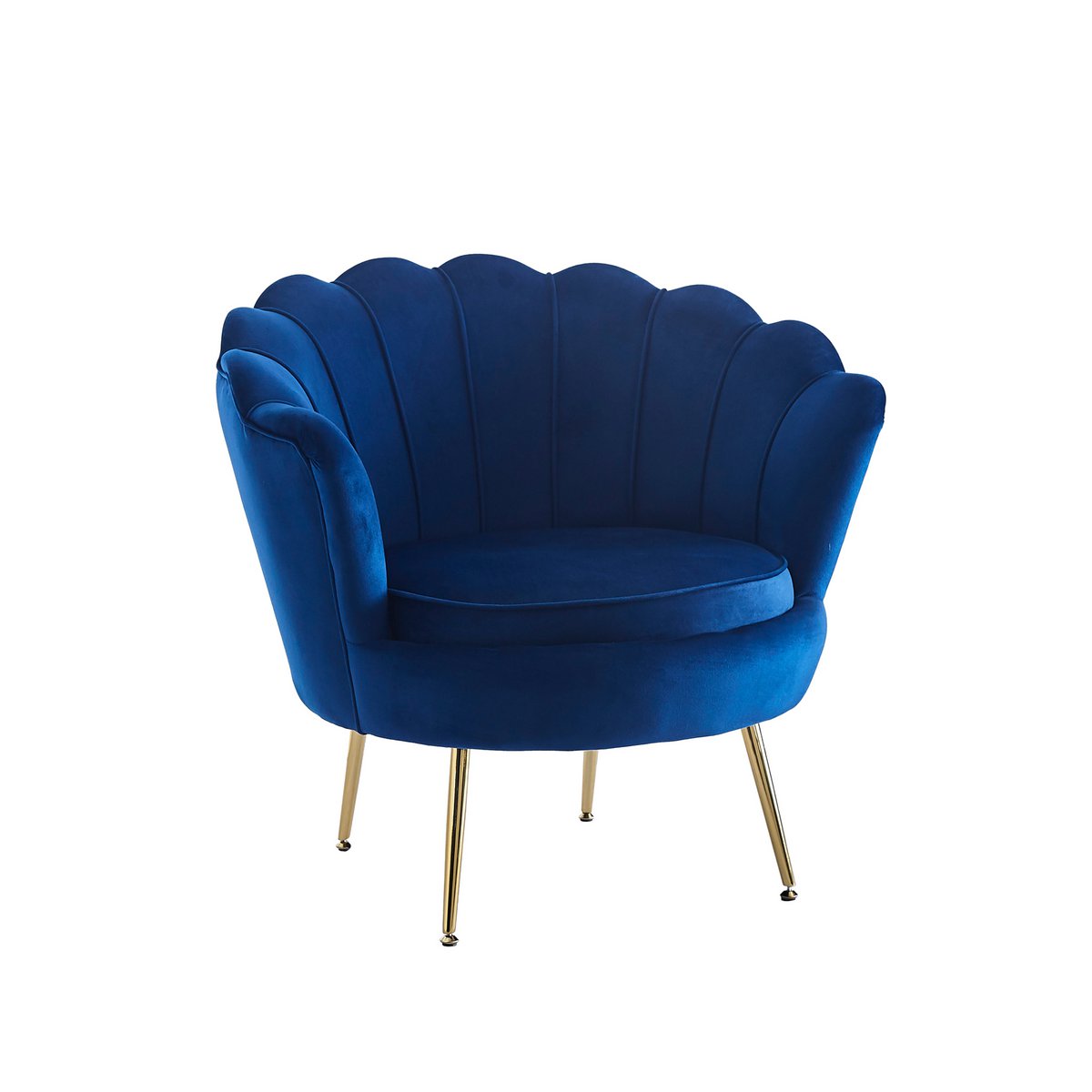 Kuipfauteuil gemaakt van donkerblauw fluweel