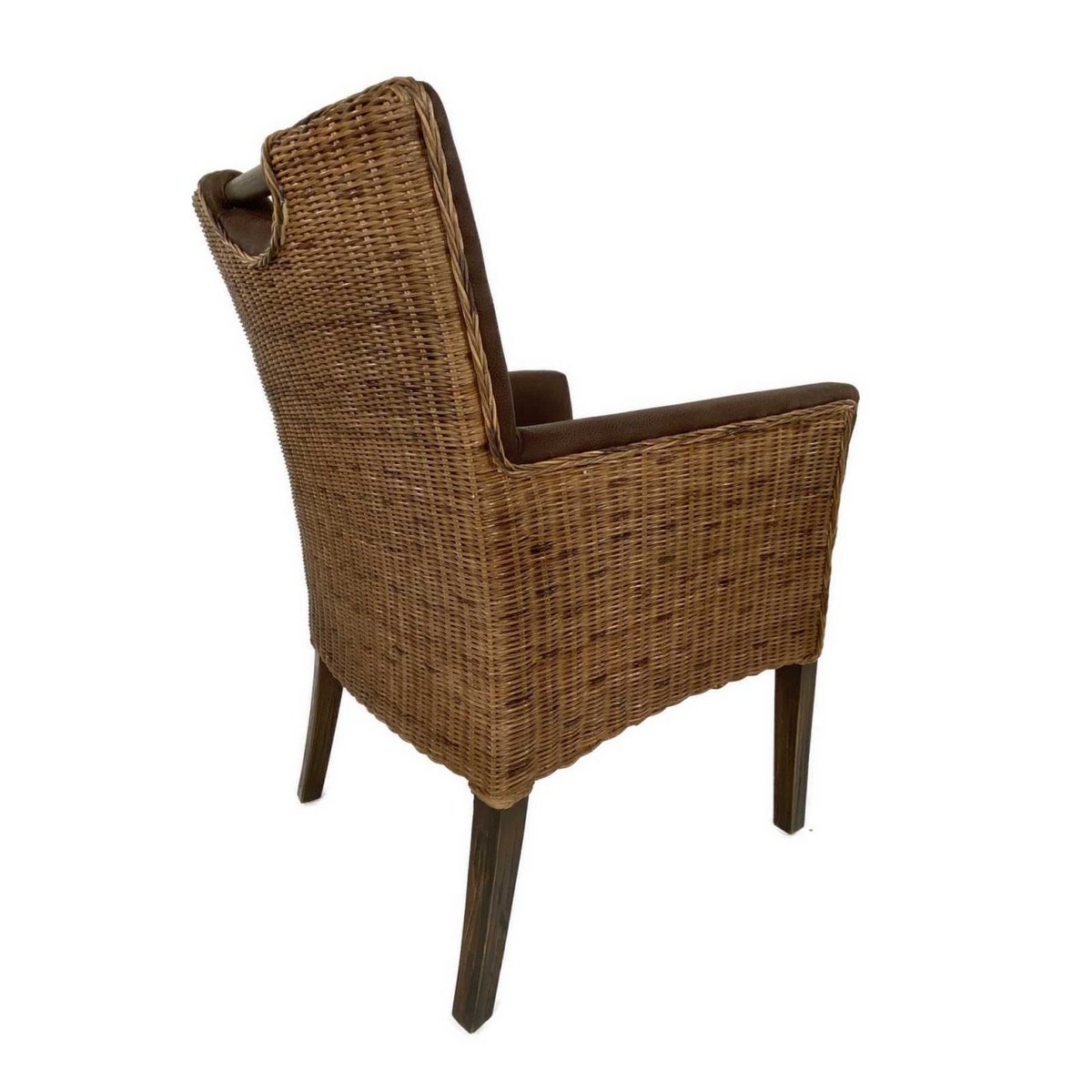 Eetkamerstoelen Set 4 stuks Rattan Armlehner fauteuil Bilbao gestoffeerde stoel bekleding leunstoel Prairie Brown