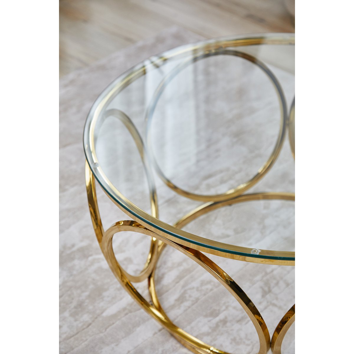 Salontafel Ø 80 cm goud/helder glas