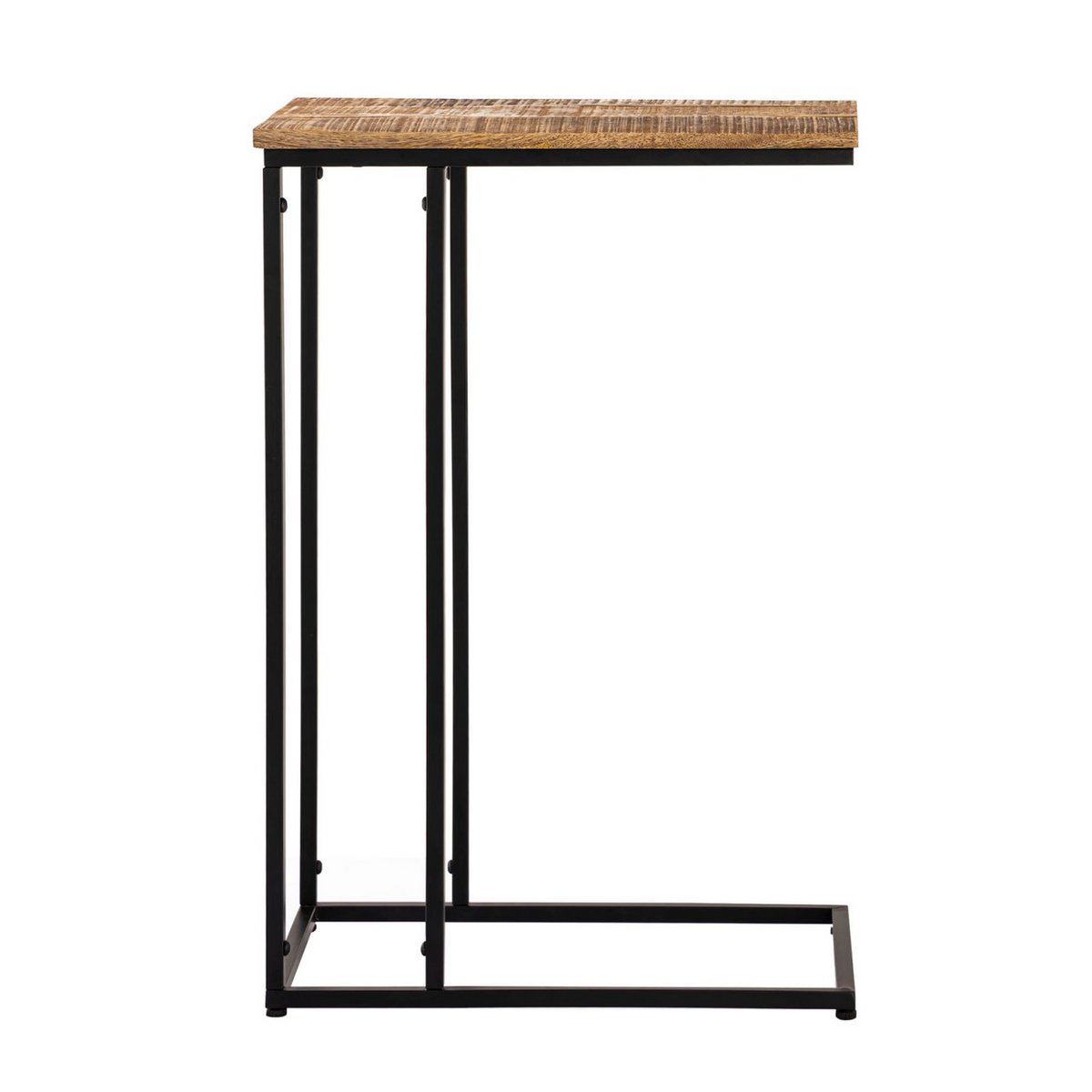 Bijzettafel laptisch hout 25x60x40 cm duurzaam sofatisch c-tafel toronto metalen frame