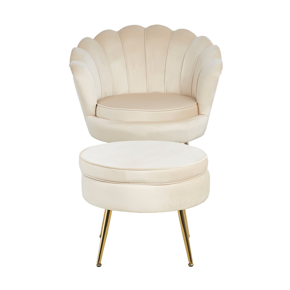 Ronde poef in beige fluweel