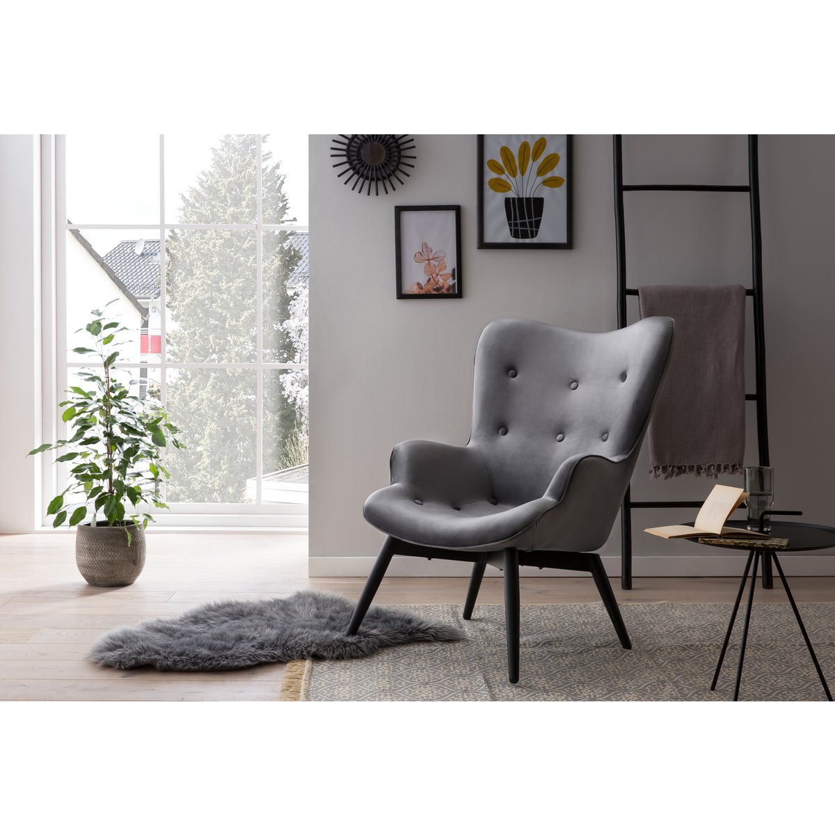 Fauteuil grijs fluweel