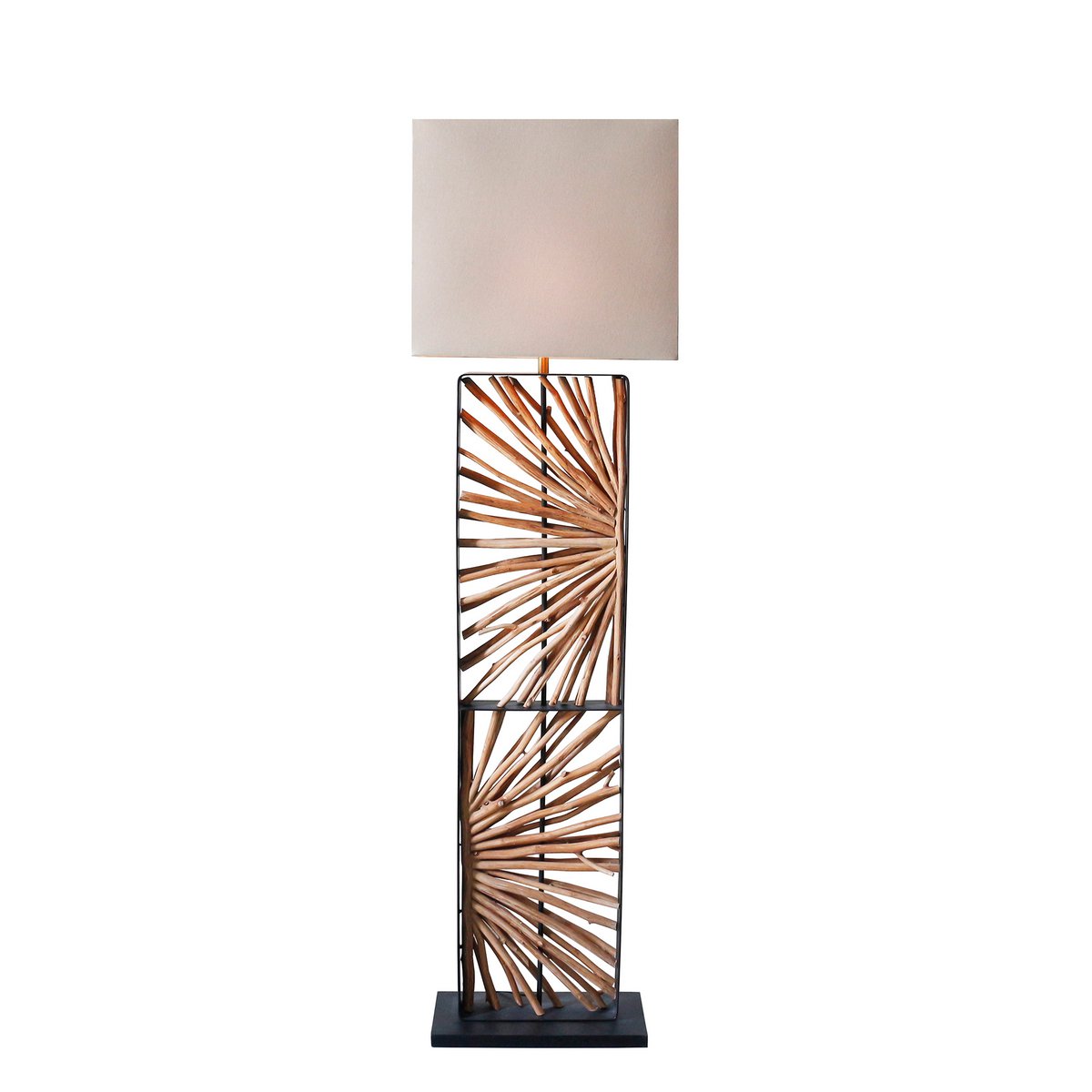 Vloerlamp drijfhout naturel/beige 165 cm