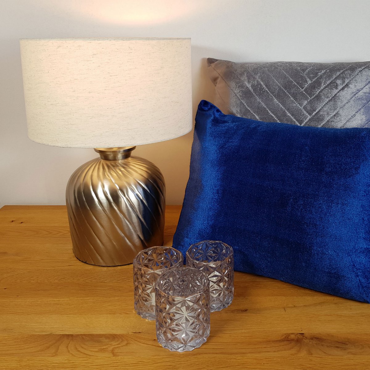 Tafellamp bedlamp ø 30 x H 52 cm tafellamp decoratieve lamp metalen voet goud zilver