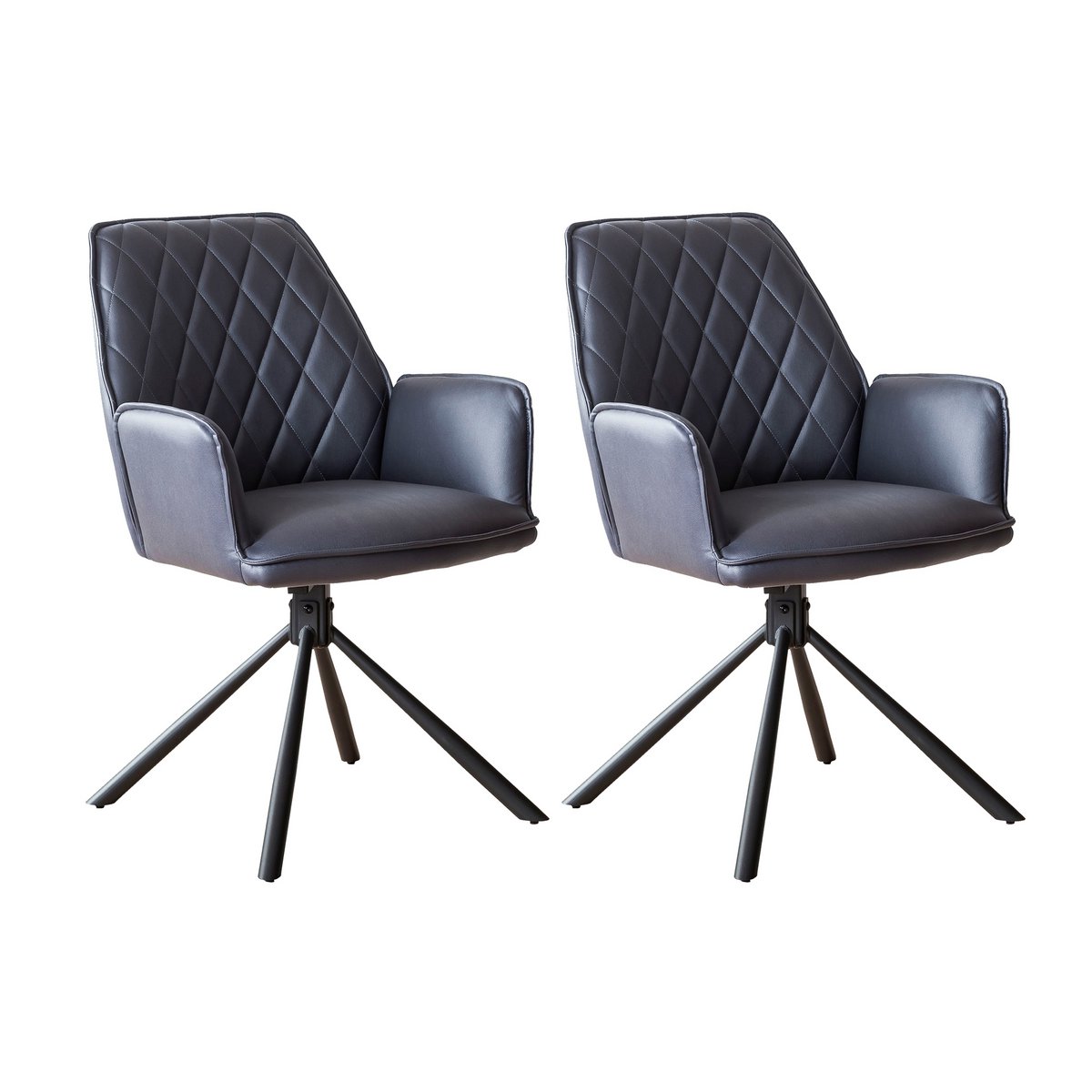 Grijze fauteuil set van 2 met 360° draaifunctie