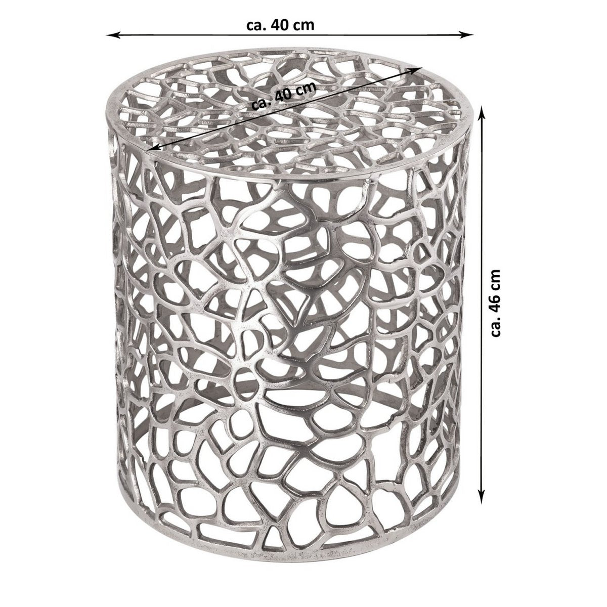 Zij met metalen decoratieve tafel Ø 40 x 46 cm ronde agadir zilver of goud aluminium koraalontwerp