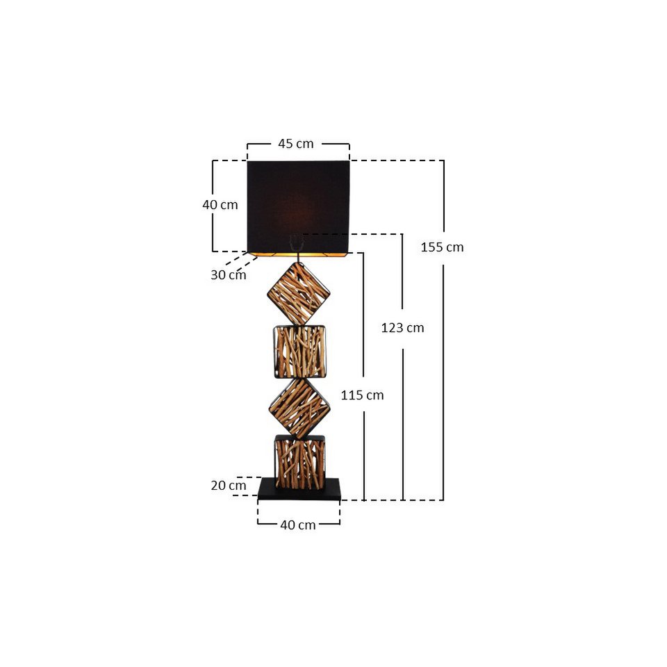 Vloerlamp drijfhout naturel/zwart 155 cm