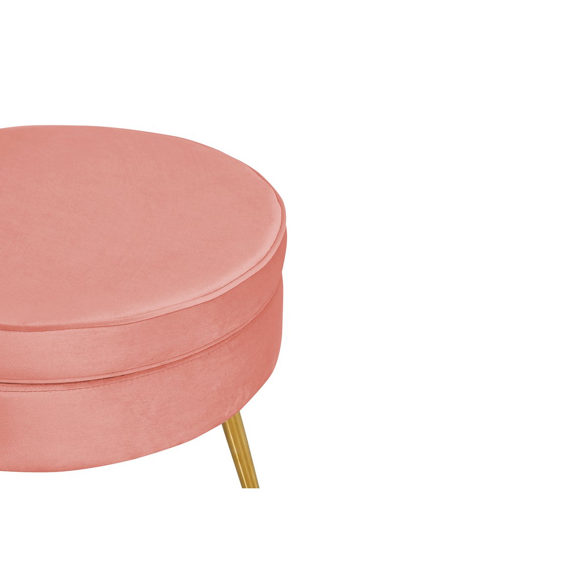 Ronde poef in roze fluweel