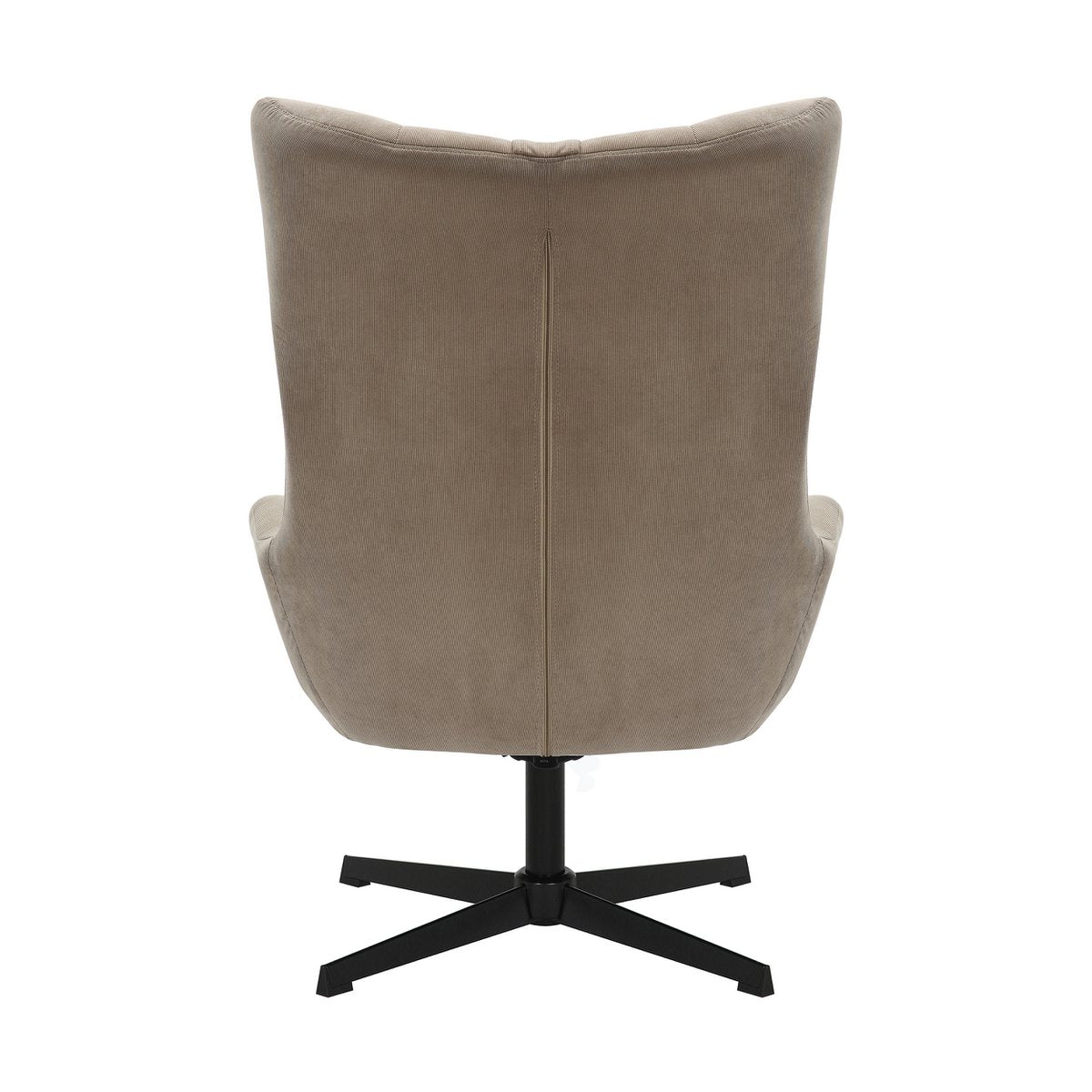 Fauteuil en kruk corduroy look bruin