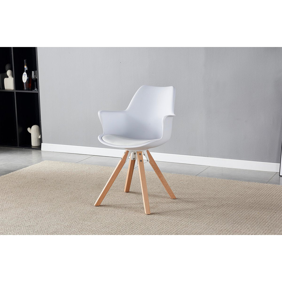 Fauteuil met kunststof schaal set van 2 wit