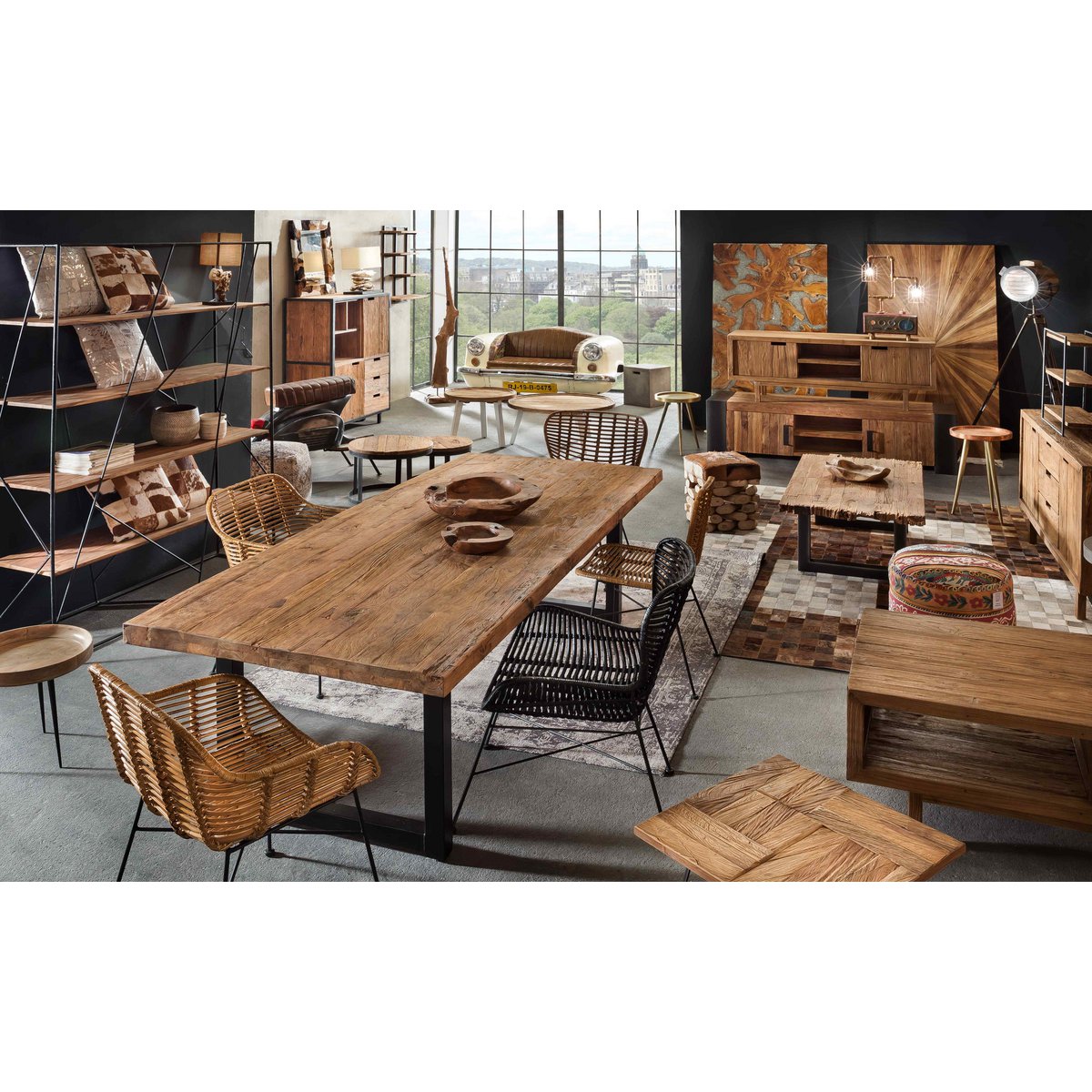 Tafel 180x100 cm, gerecycled natuurlijk teakhout