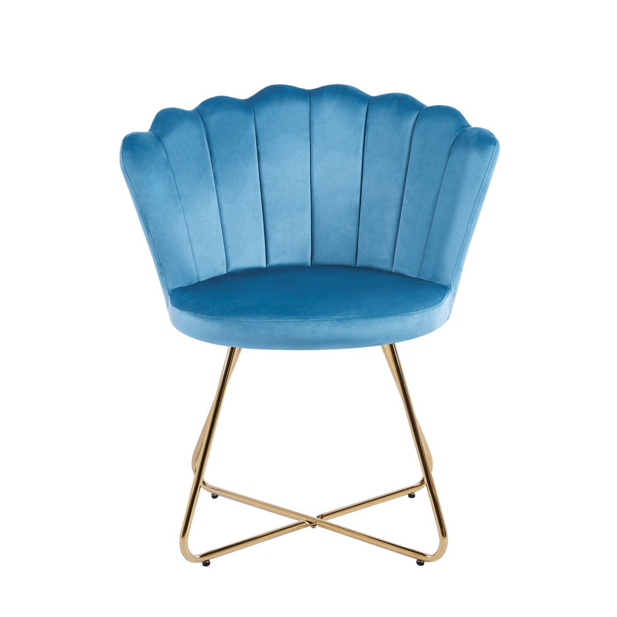 Set van 2 blauwe fluwelen kuipstoelen